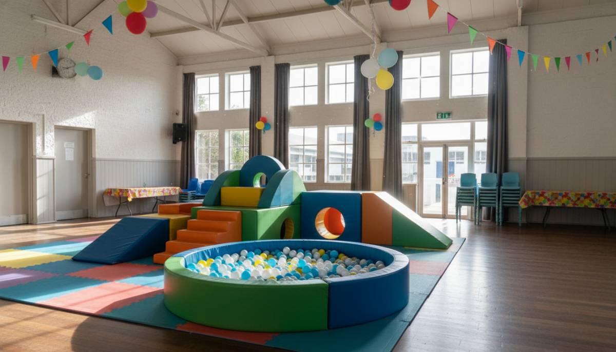 Soft play setup in a community hall
