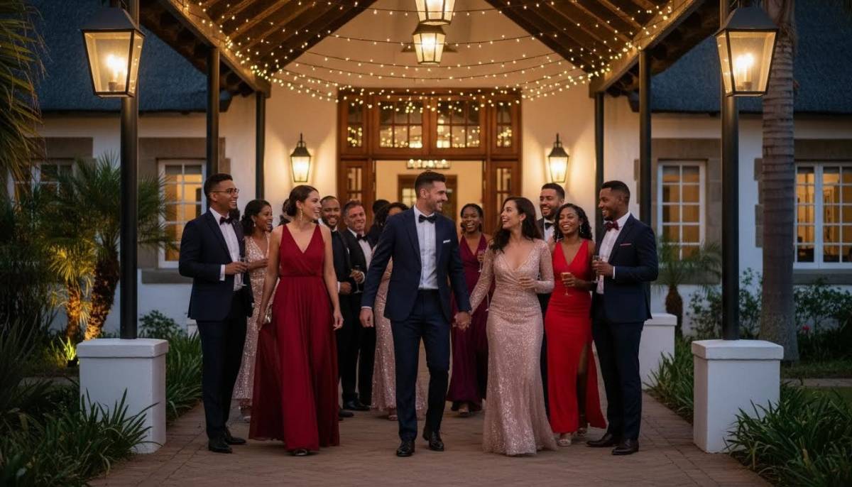 Guests arriving at a Valentine's dinner