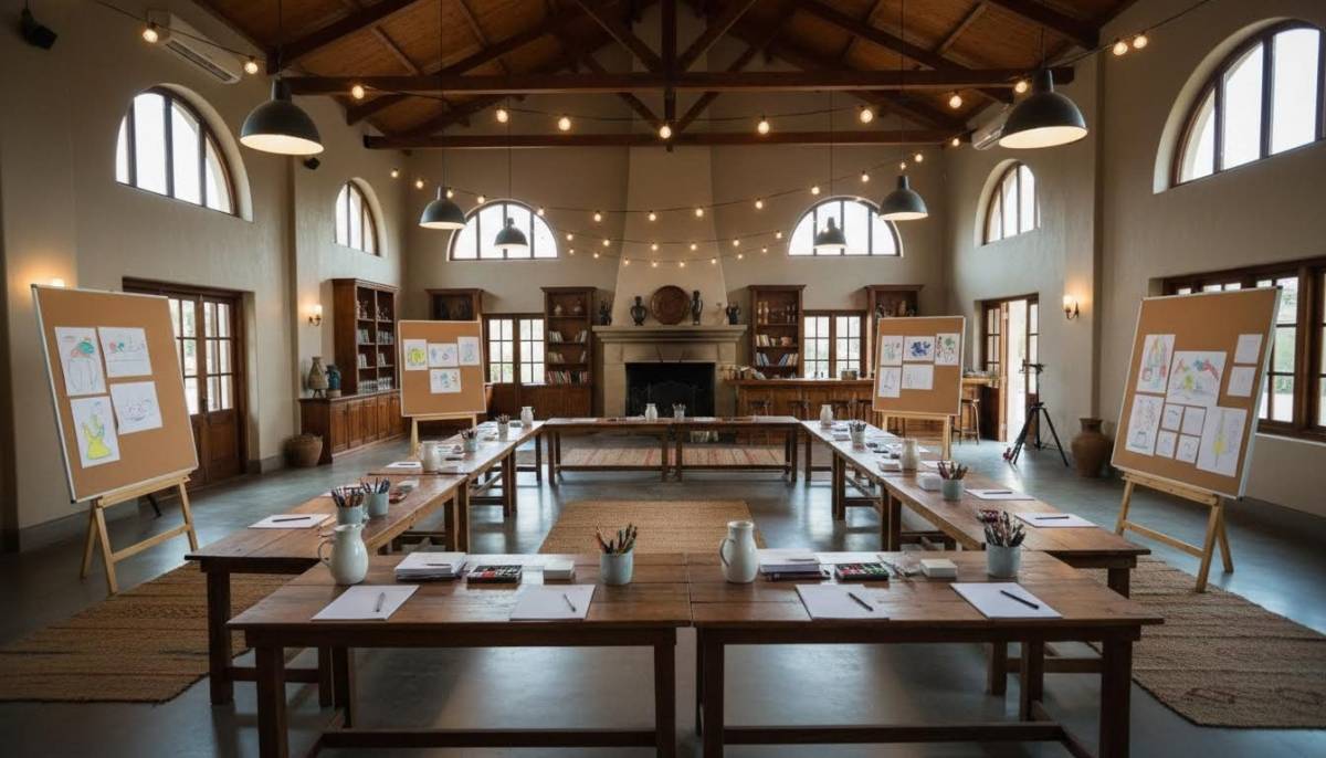 Empty clubhouse prepared for a workshop