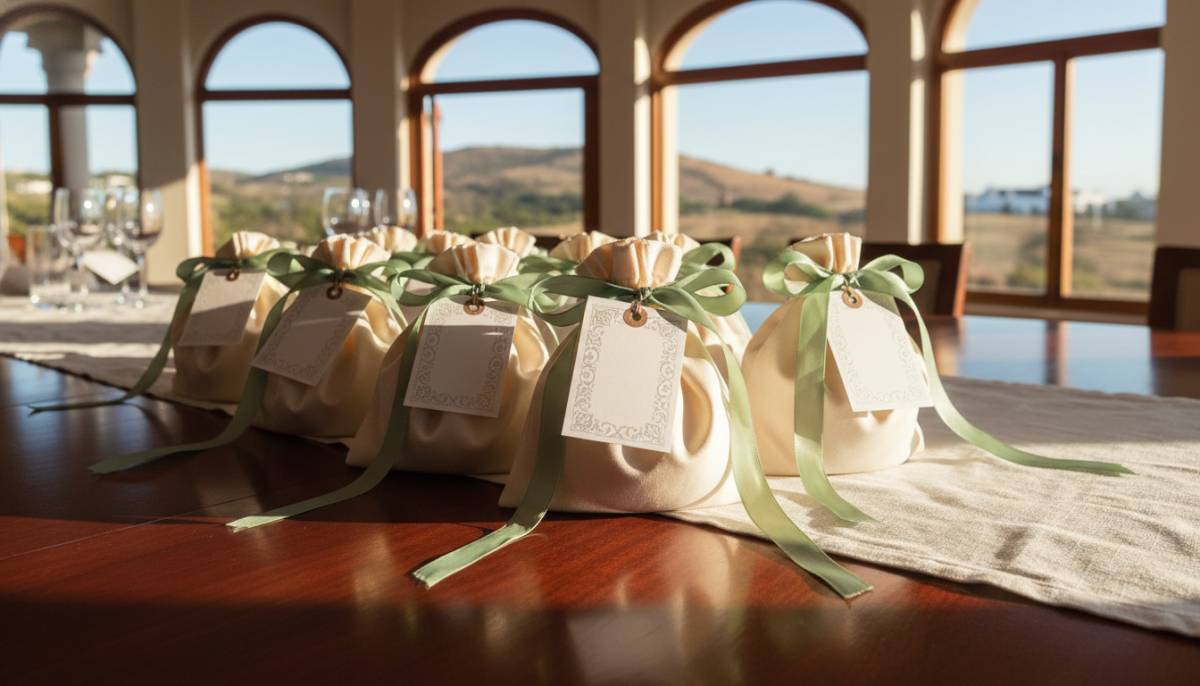 Neat favour bags with name tags