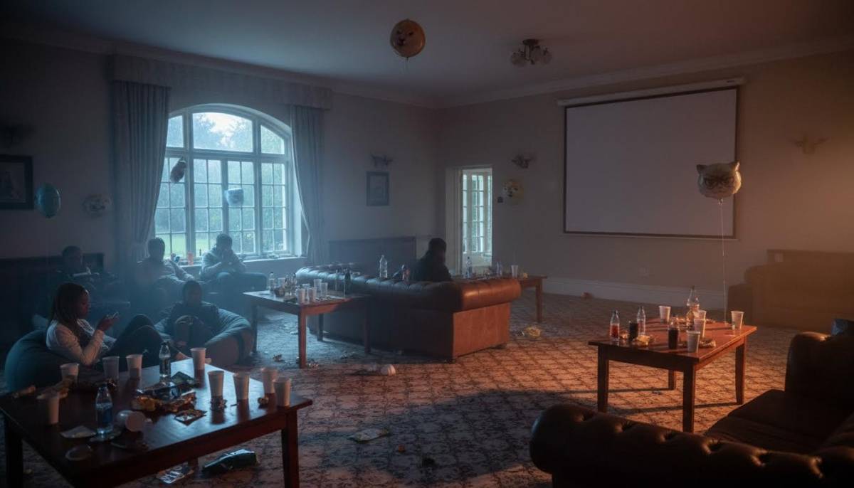 Meme party venue after the crowd has left
