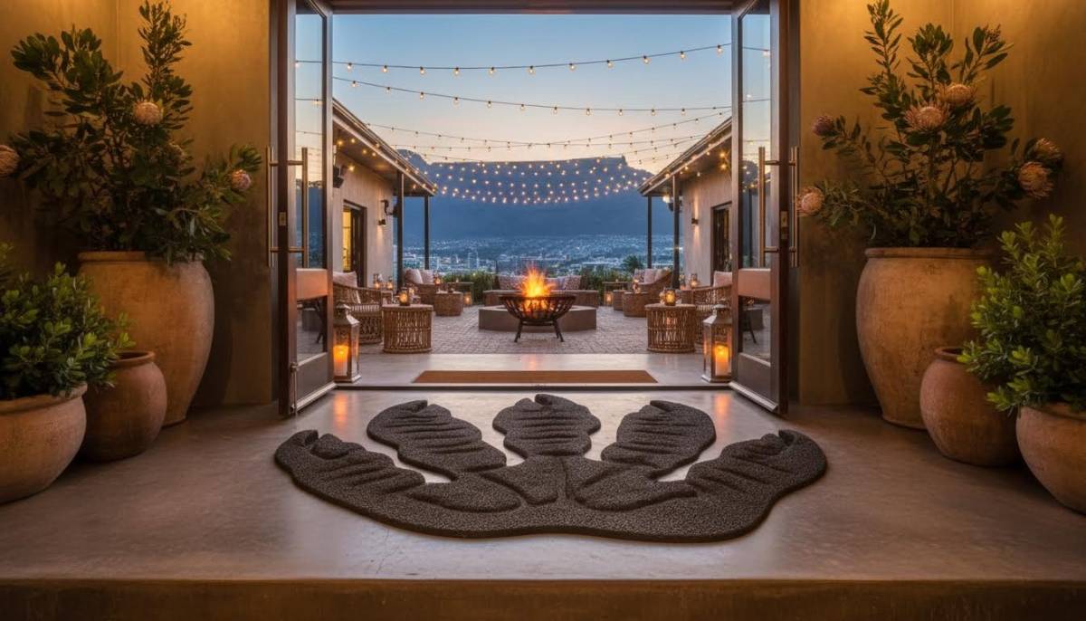 Monster footprint entrance decor at a Cape Town venue