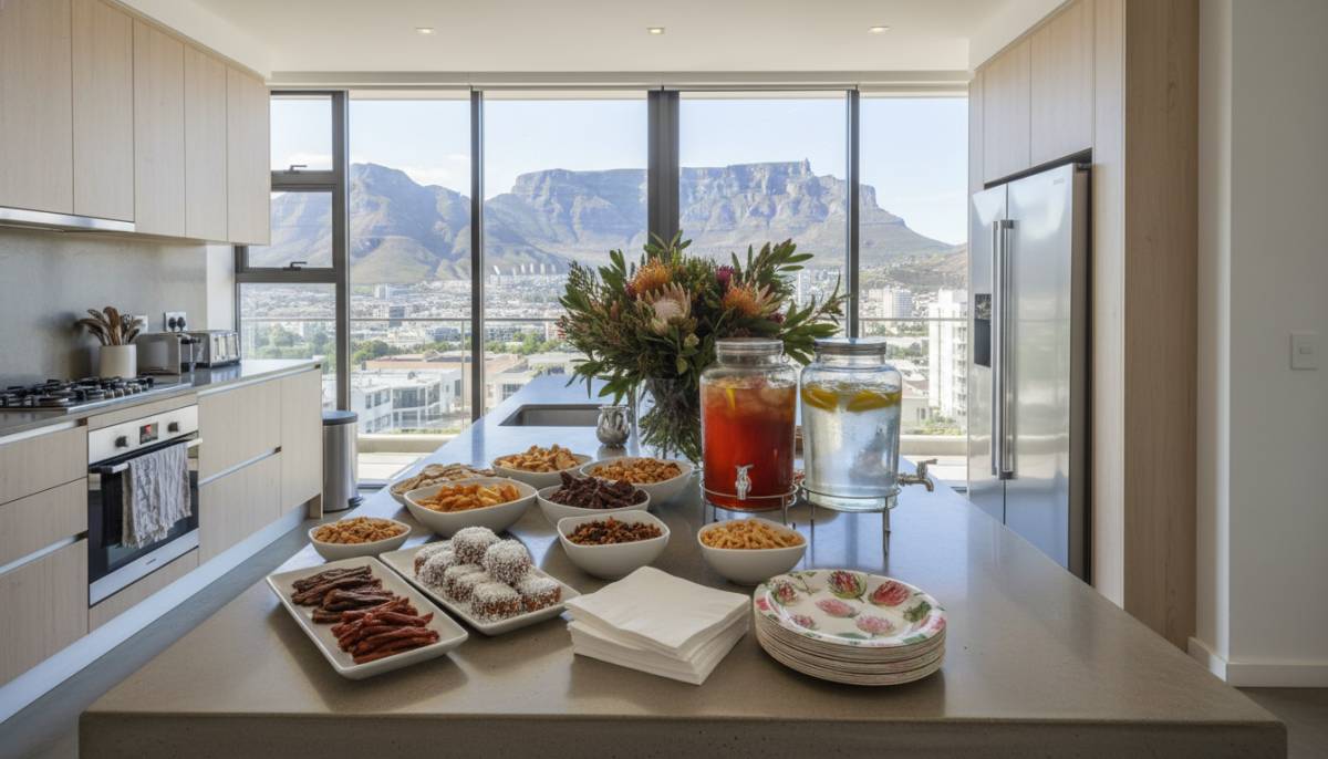 Snack station on a kitchen island