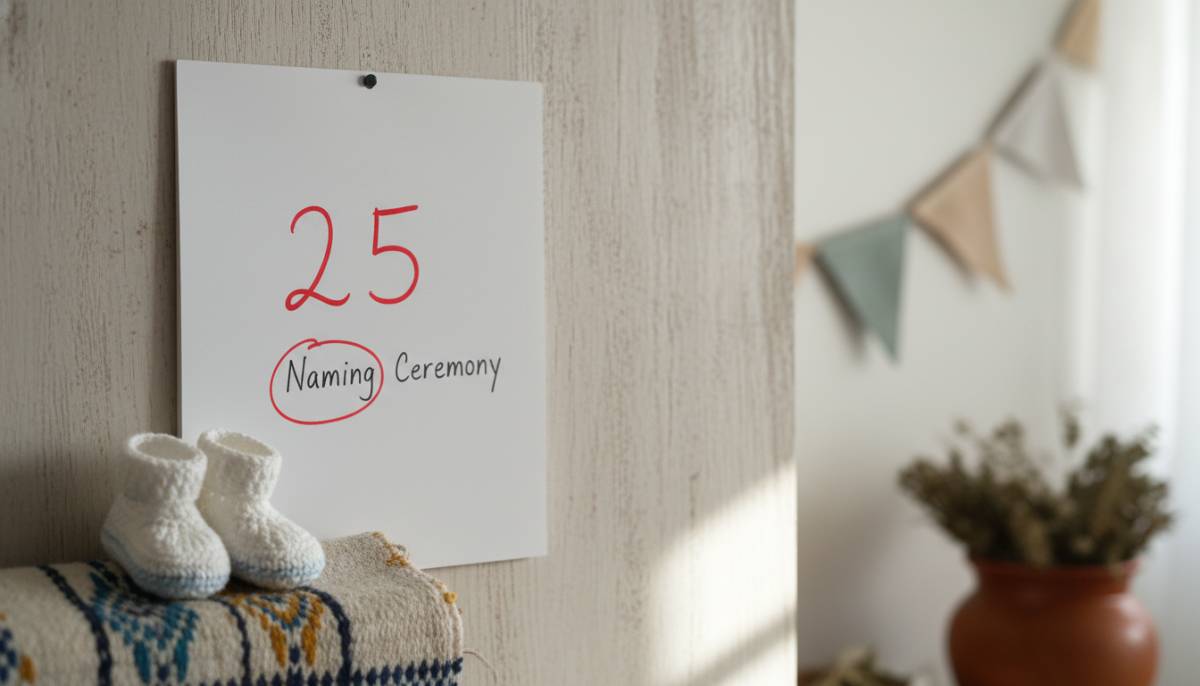 Calendar planning a naming ceremony date