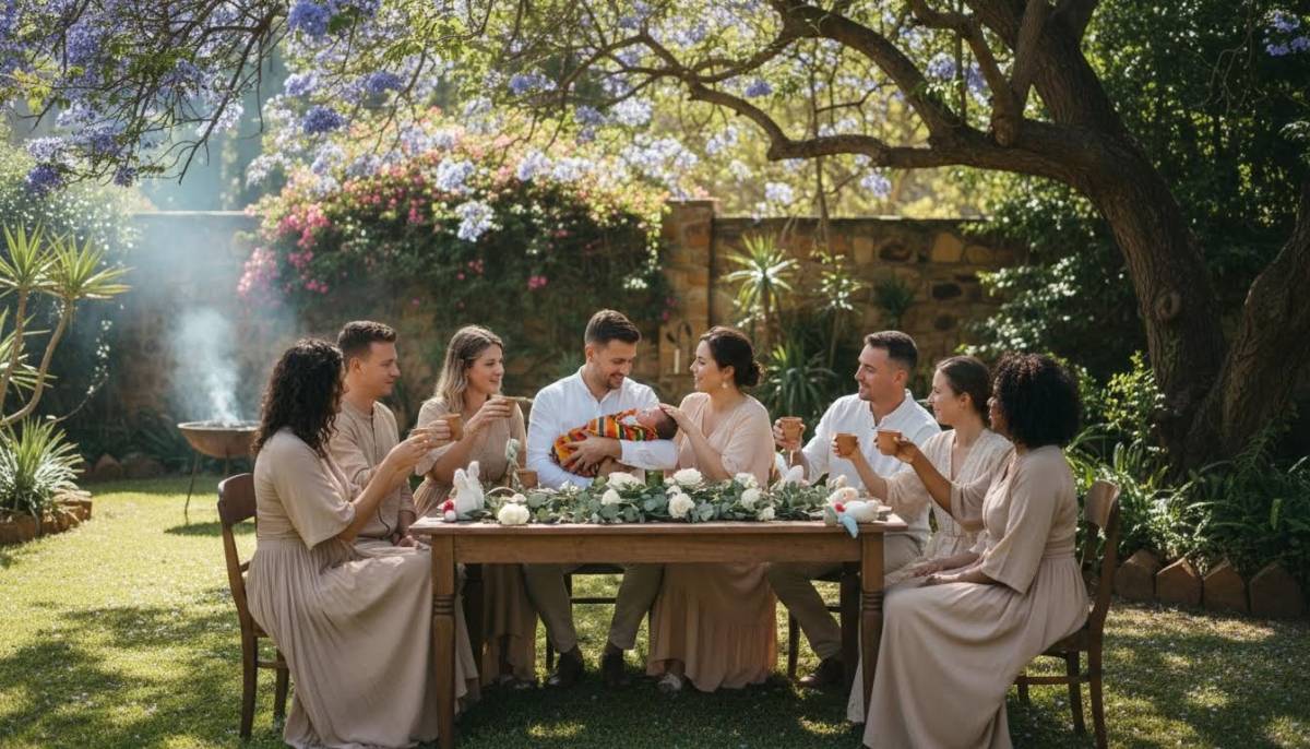 Guests seated at a garden naming ceremony