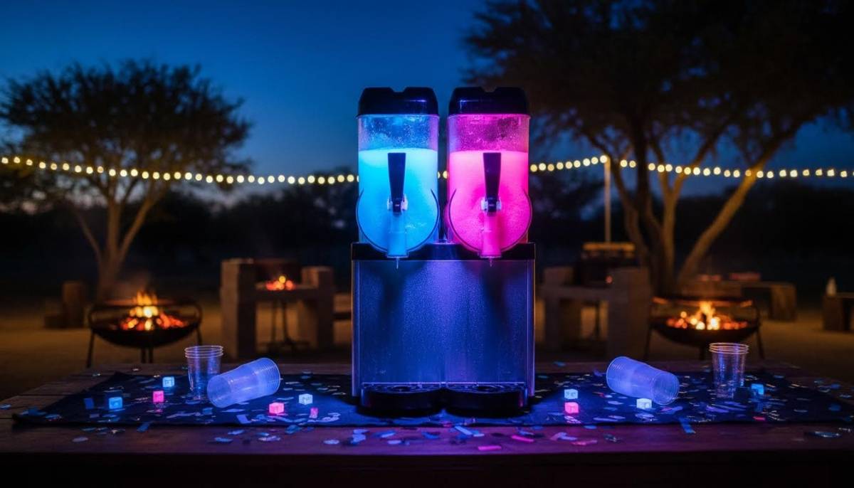 Neon slushy machine at a party