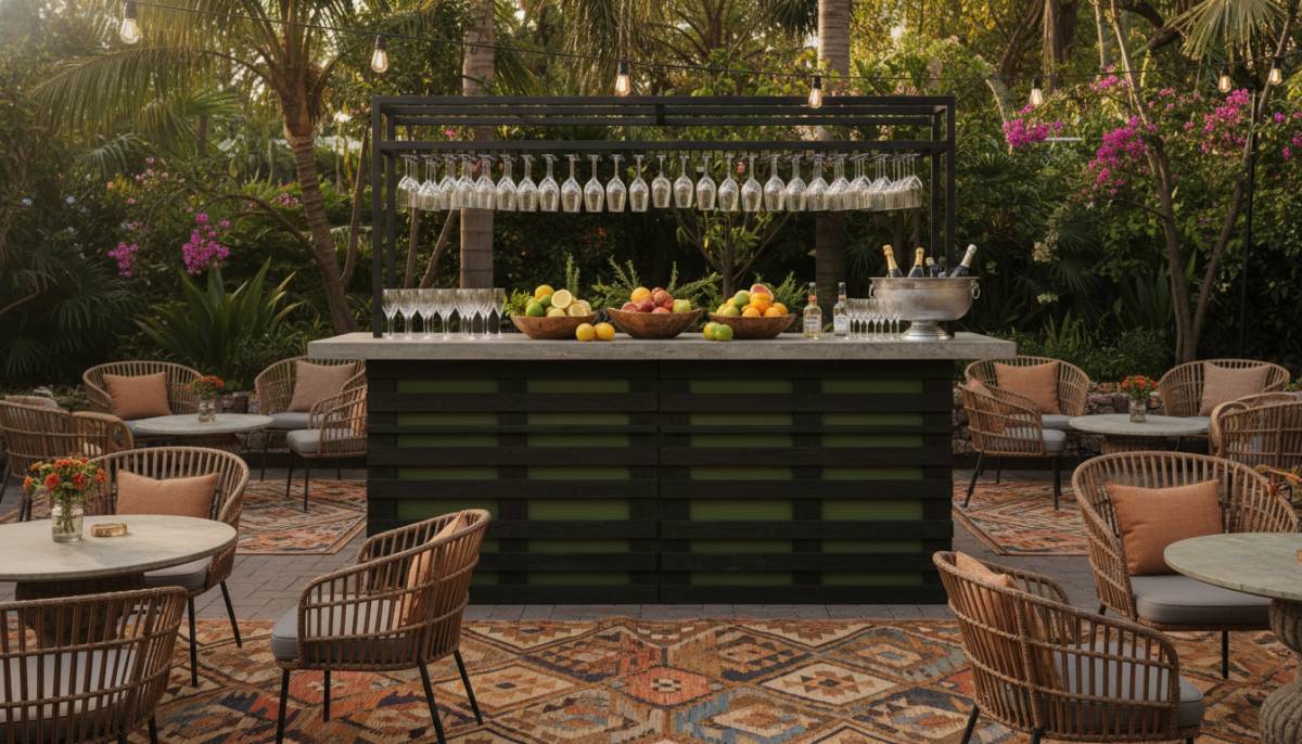 Mobile bar prepared for guests