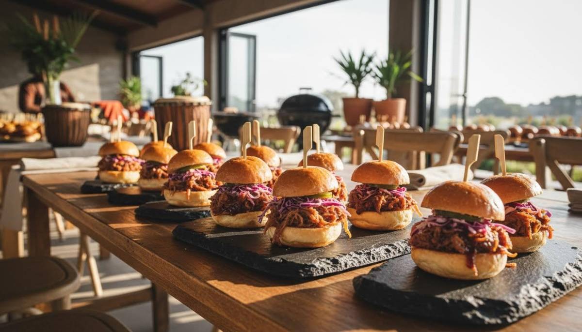 Pulled pork sliders served at an office party