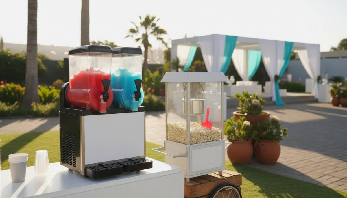 Slushy and popcorn station at product launch