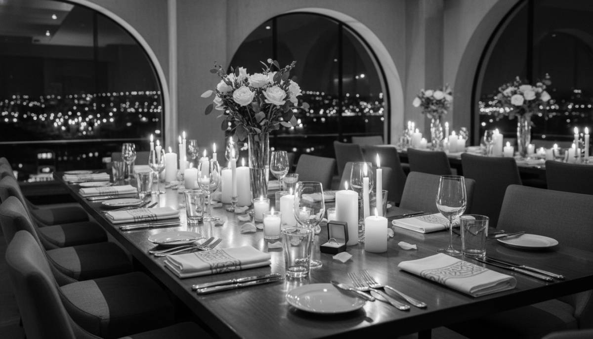 Monochrome proposal table decor