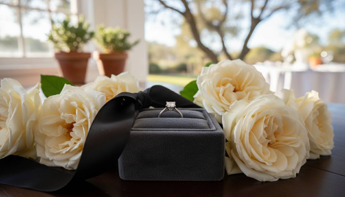 Ring tray with cream roses