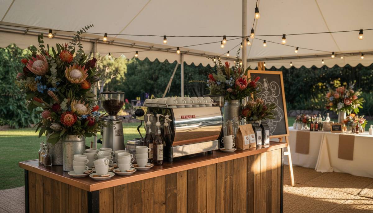 Mobile coffee counter at proposal celebration