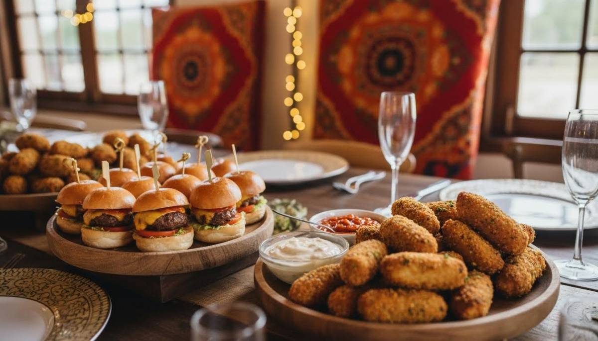 Mini burgers and chilli bites party trays