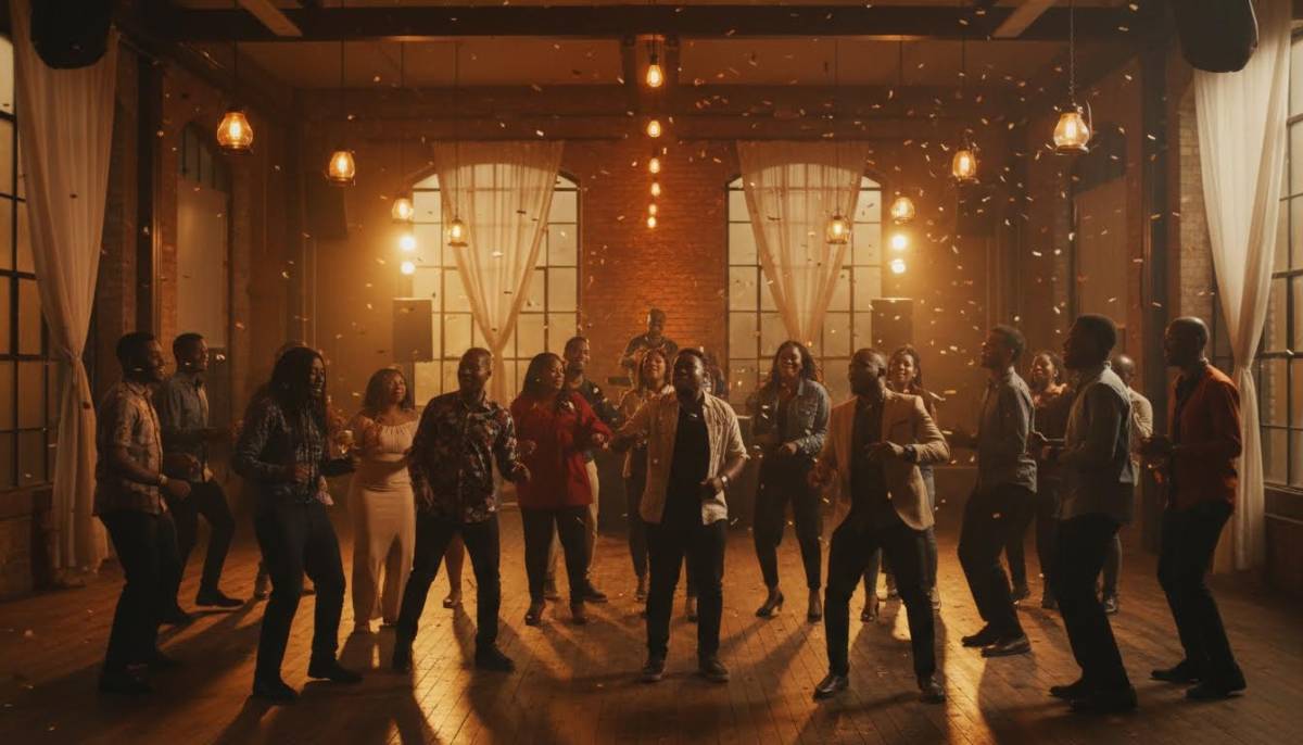 Guests dancing at an indoor quarter-life party