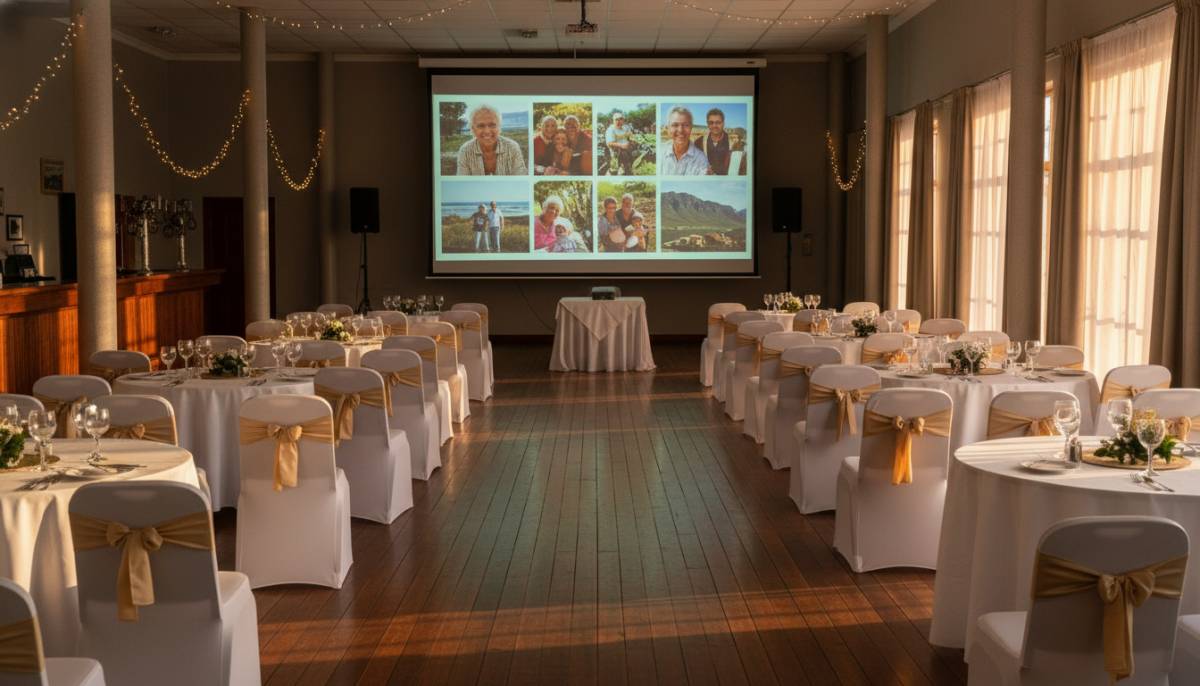 Slideshow screen ready for a retirement tribute