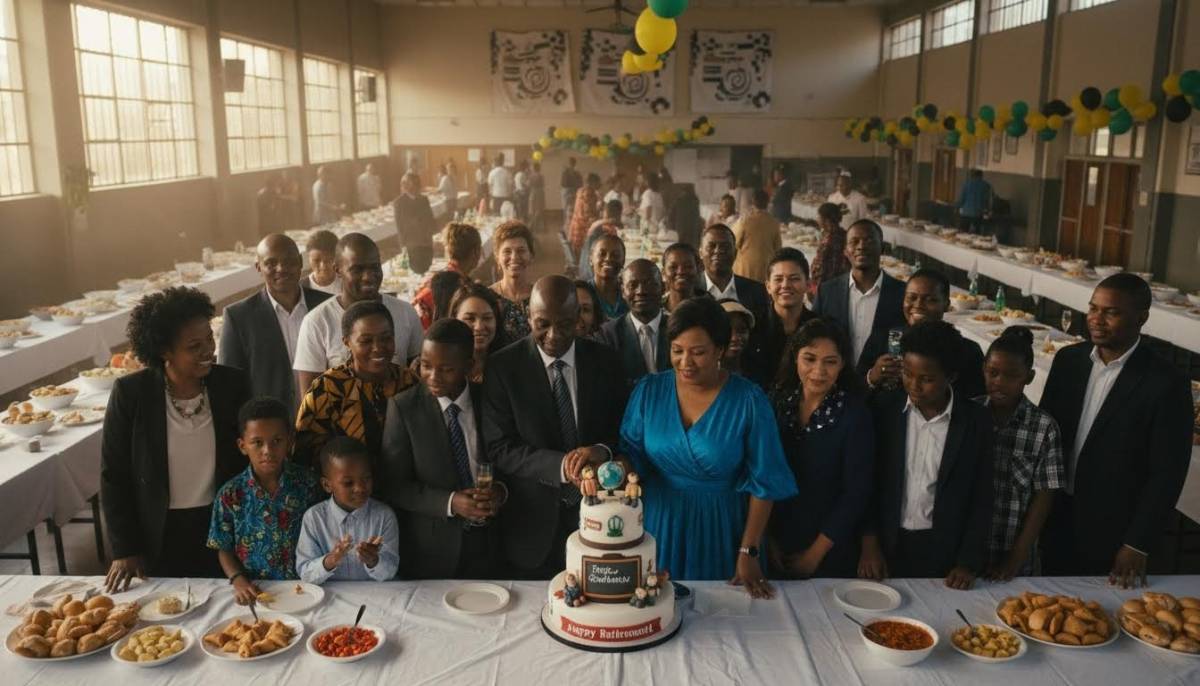 Family gathered at a retirement party