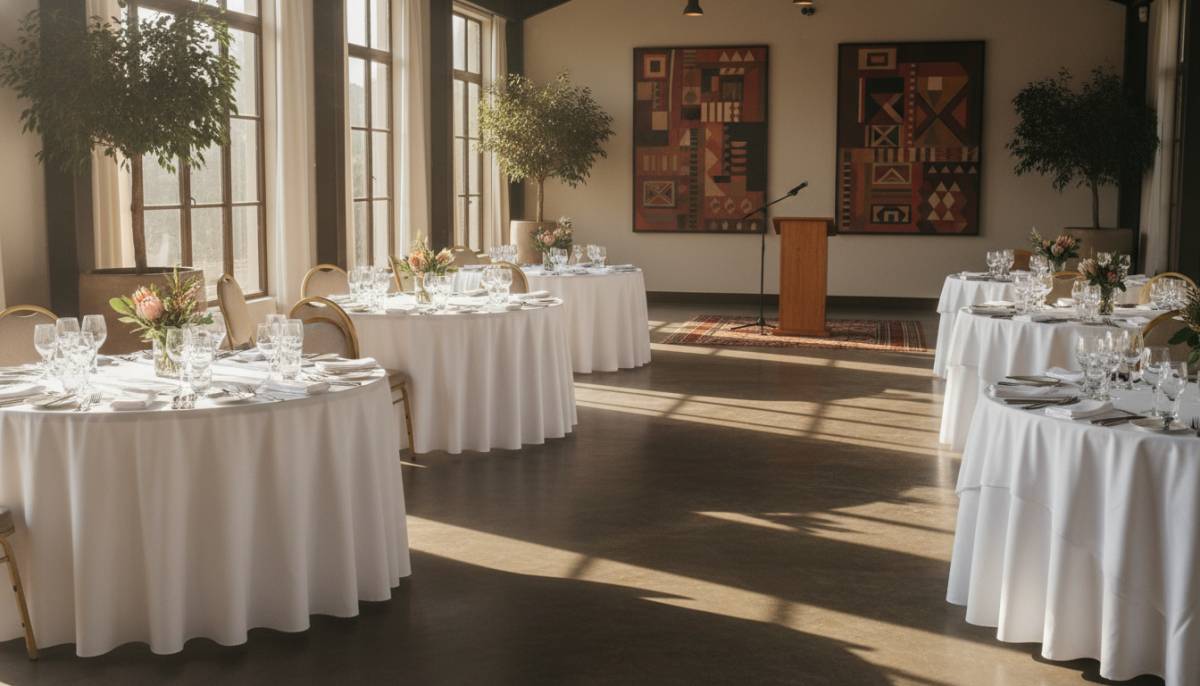 Empty venue set for a retirement toast