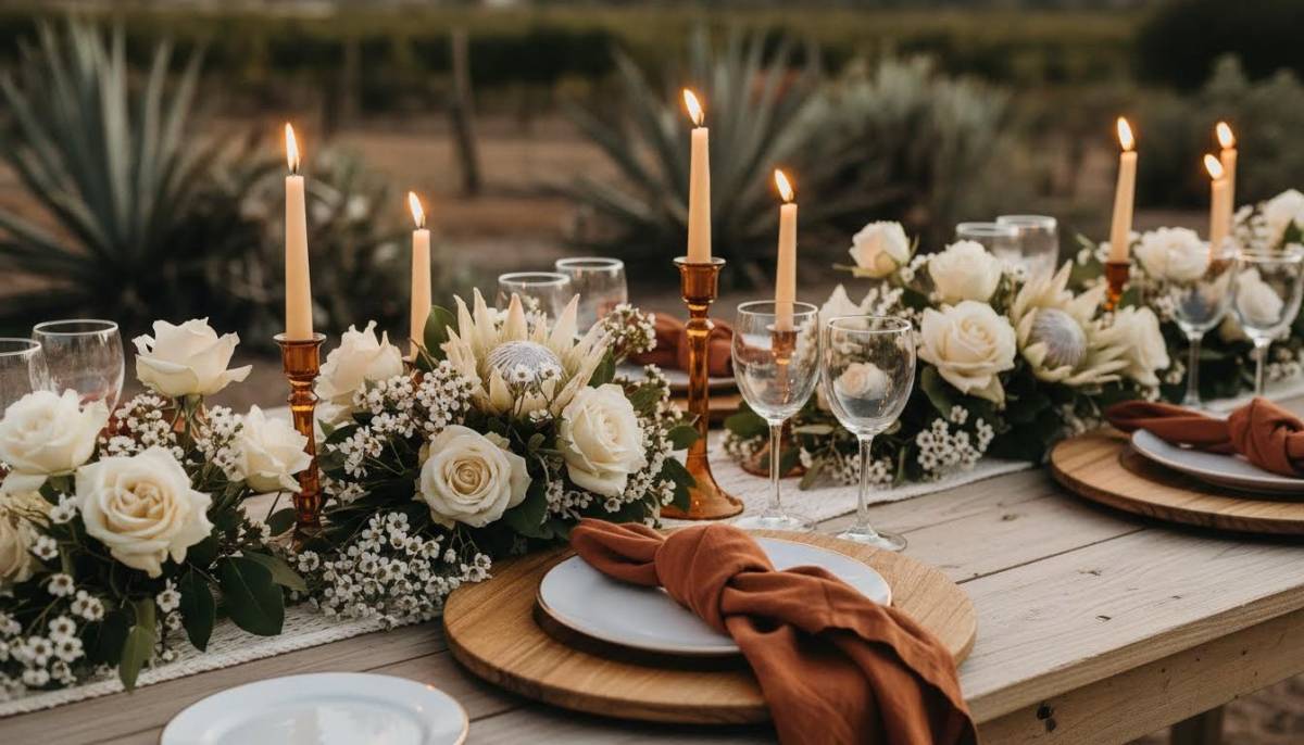 Terracotta and cream romantic decor palette