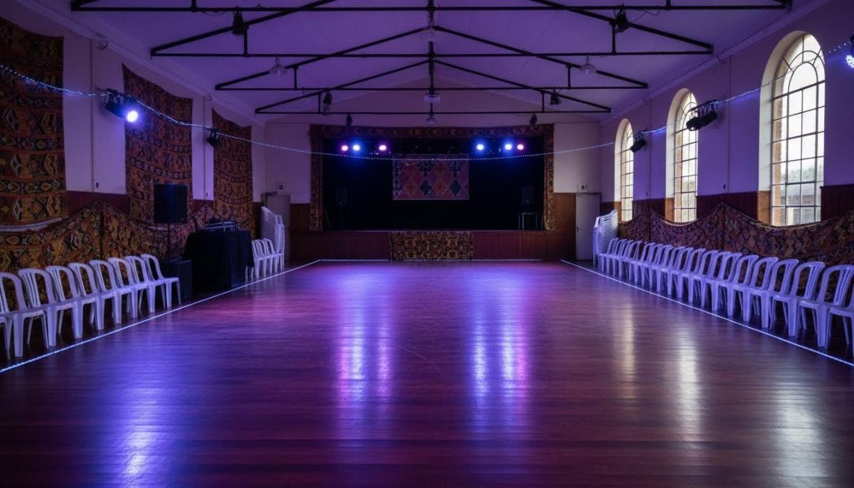 Empty dance floor in a school hall