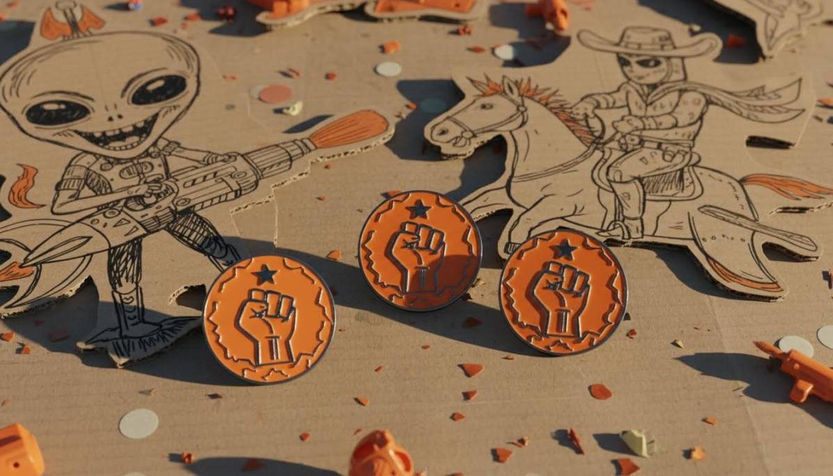 Orange rebel badges and cardboard laser tag targets for a space party