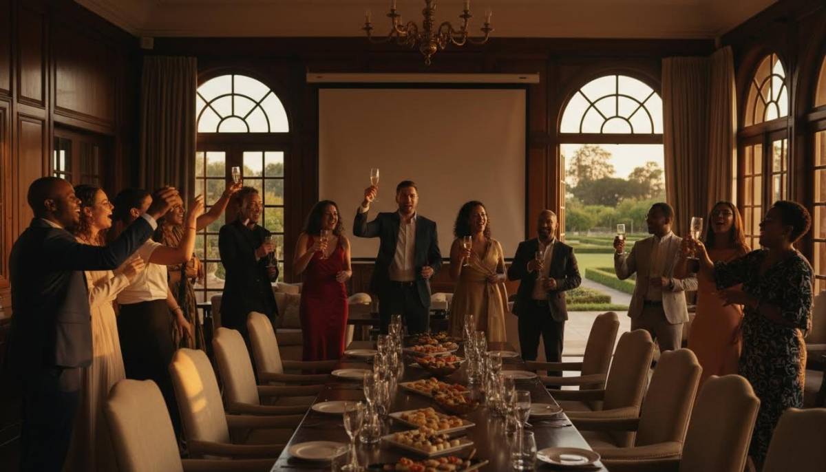 Guests celebrating at a launch party