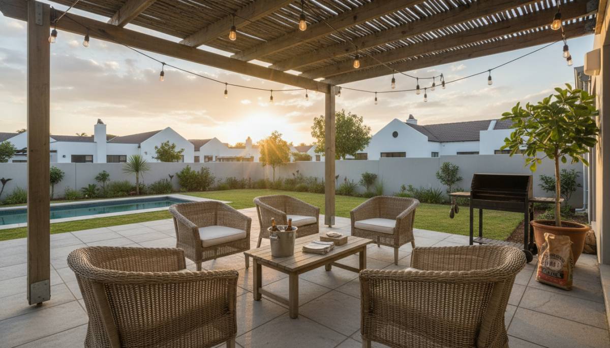 Simple patio setup before a moving party