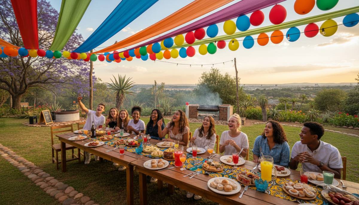 Teens enjoying an outdoor party in South Africa.