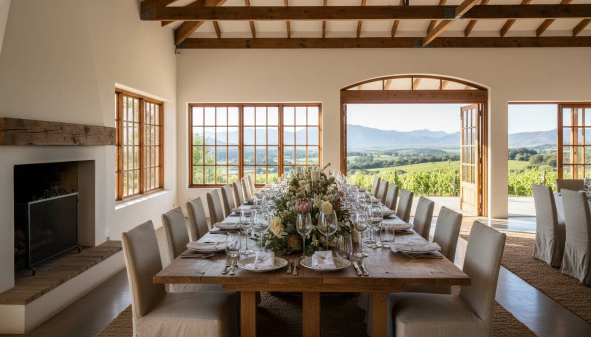 Wine farm vow renewal dining room