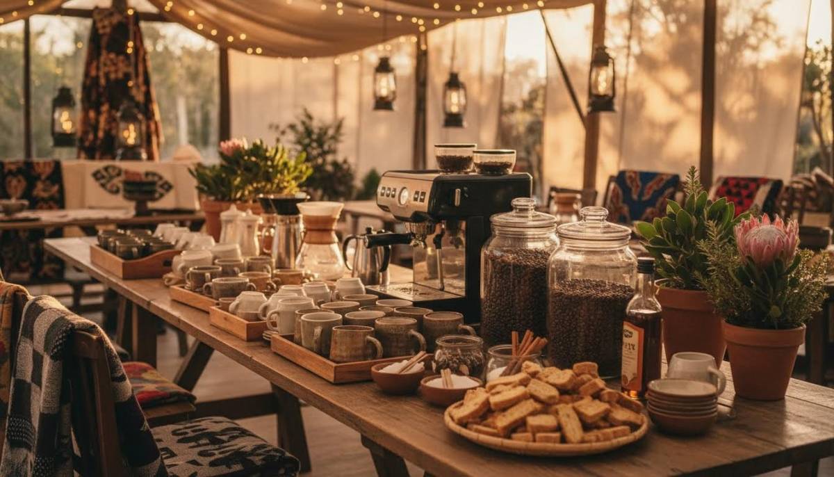 Coffee setup for evening vow renewal