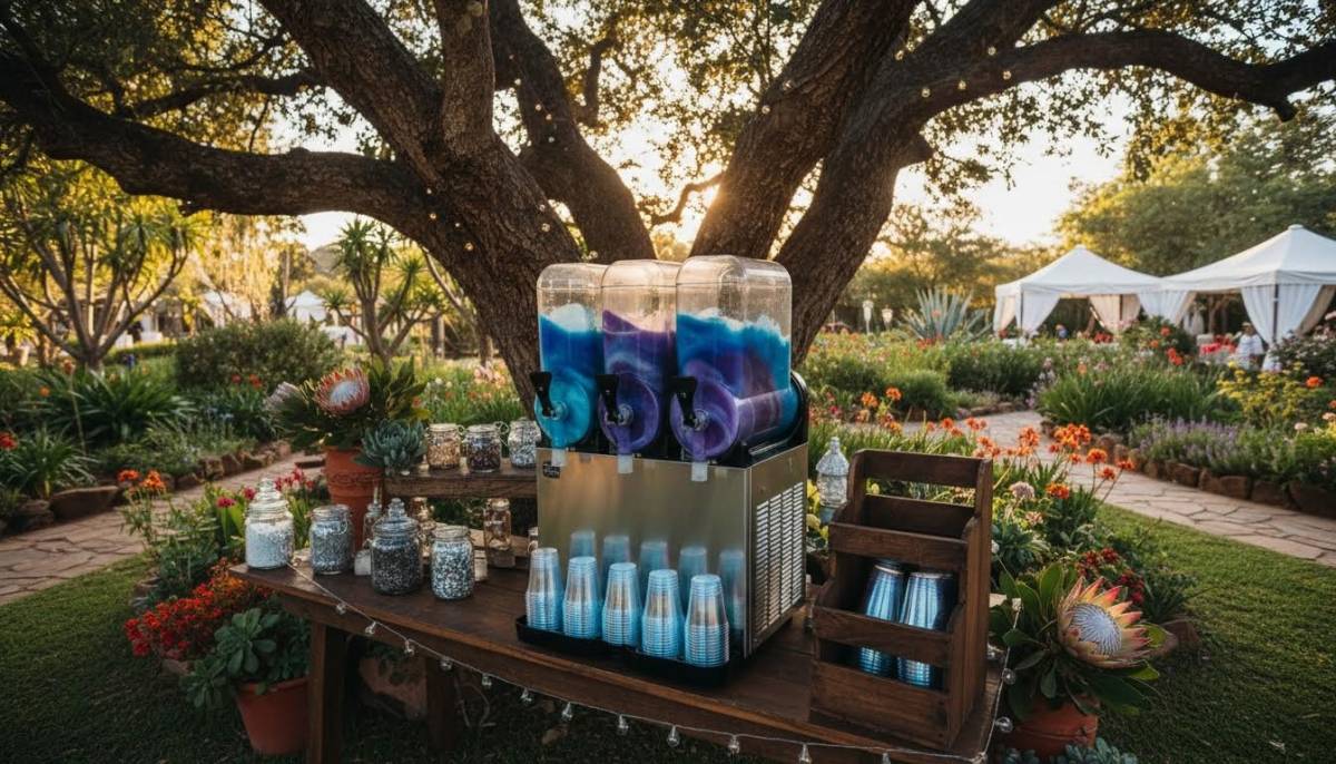 Galaxy slushy station with blue cups