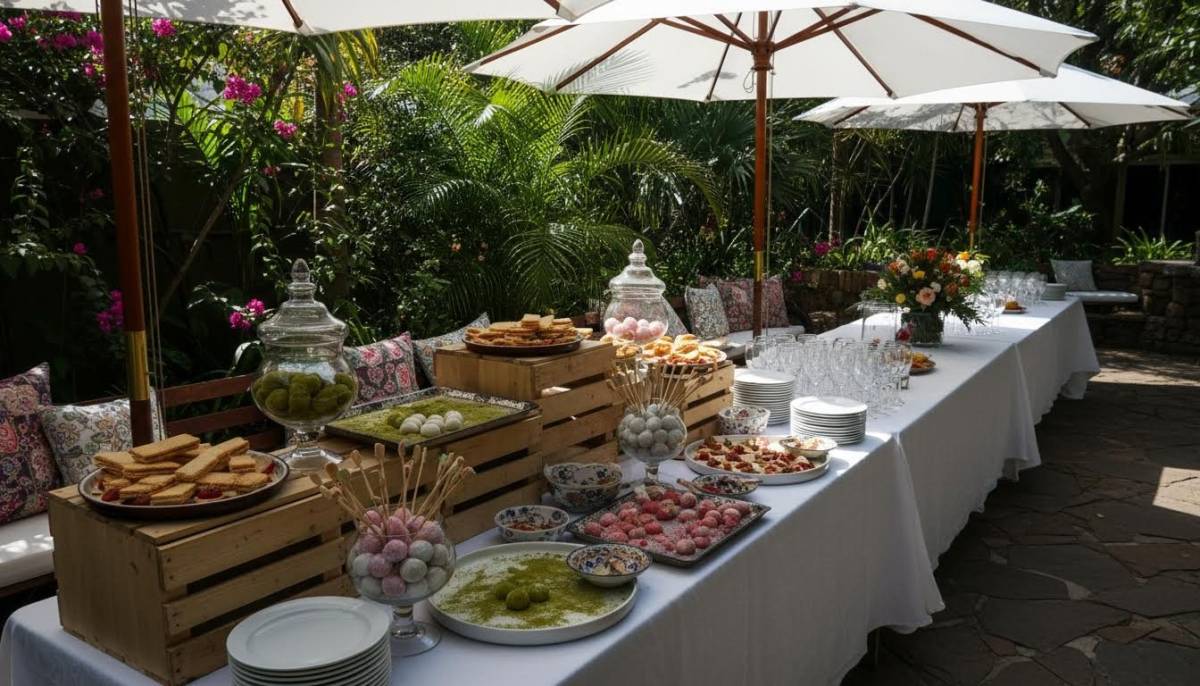 Mochi and wafer snack stall in a Durban garden venue