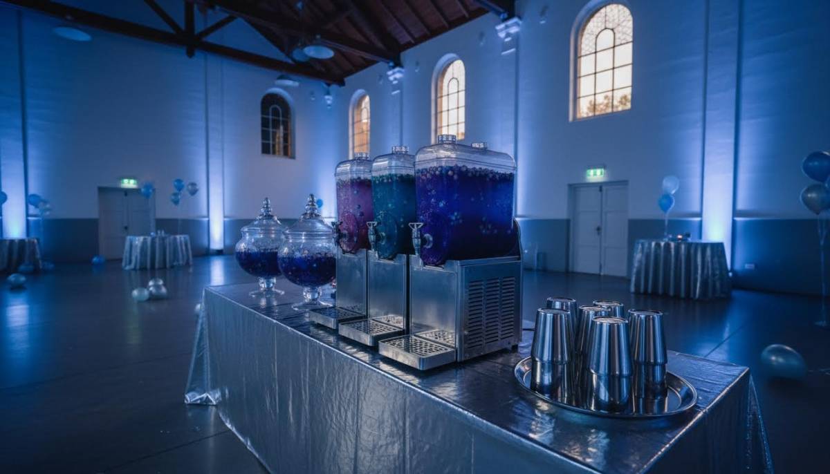 Galaxy slushy station with silver cups